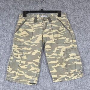 Unionbay Womens 3 Cargo Shorts Green Camo Low Rise Cotton
